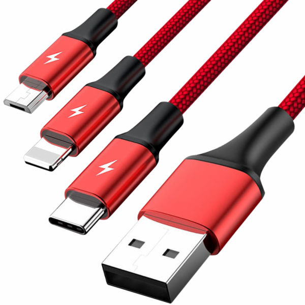 UNITEK C4049RD USB kabel 1,2 m USB A USB C/Micro-USB B/Sv...