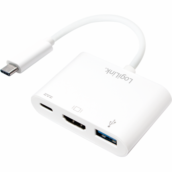 Adaptér USB LogiLink USB-C – USB-C + HDMI + USB-A bílý (U...