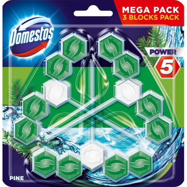 Domestos Power 5 Toilett Rim Block Pine 3x55g