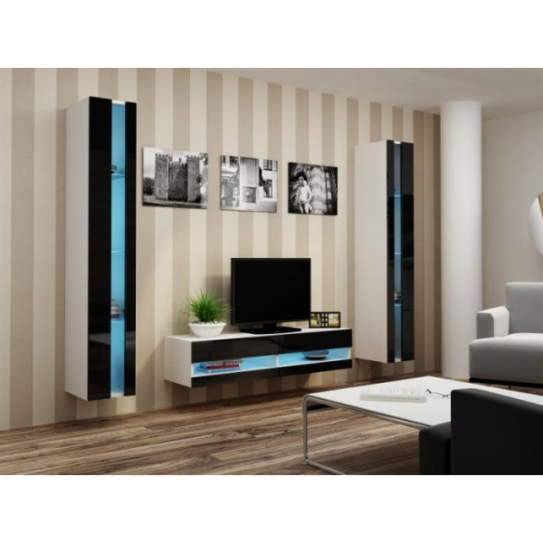 Cama Policový díl VIGO NEW 180/40/30 bílá/černý lesk