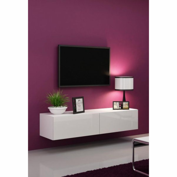 Cama TV stolek VIGO 140 30/140/40 bílá/bílý lesk