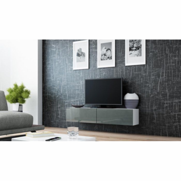 Cama TV stolek VIGO 140 30/140/40 bílá/šedá lesk