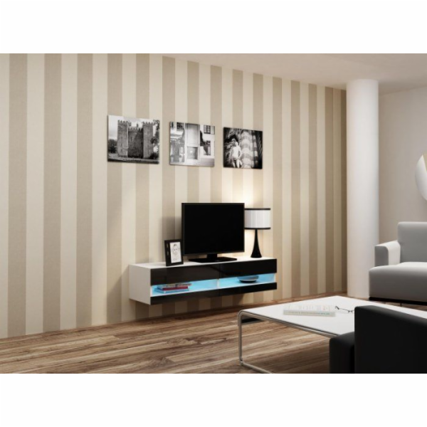 Cama TV stolek VIGO NEW 30/140/40 bílá/černý lesk