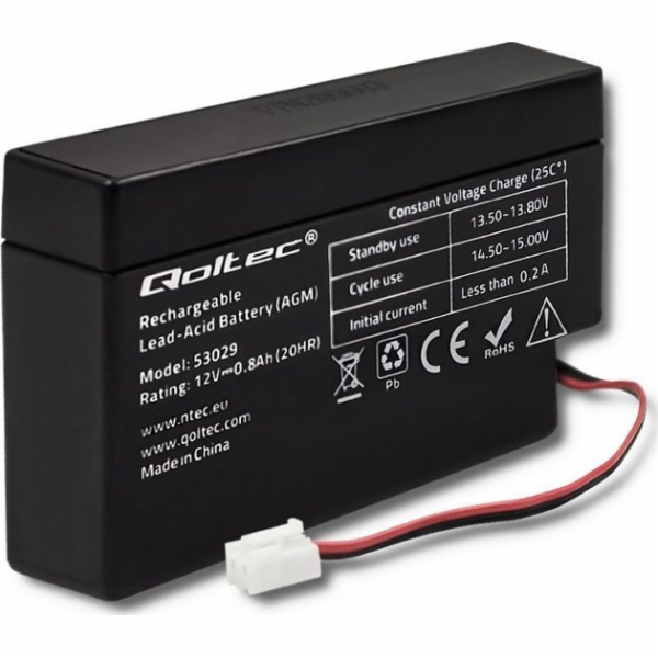 Qoltec AGM Battery | 12V | 0.8Ah | Maintenance-free | Eff...