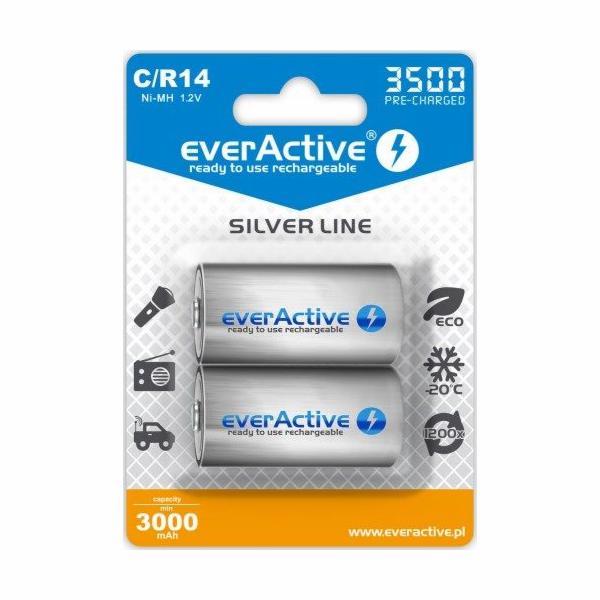 Akumulátor everActive R14/C Ni-MH 3500 mAh připraven k po...