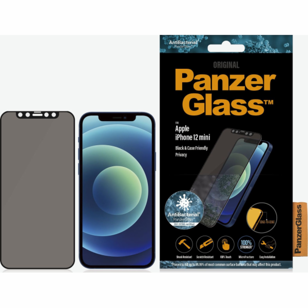 Tvrzené sklo PanzerGlass pro iPhone 12 Mini Privacy Black...