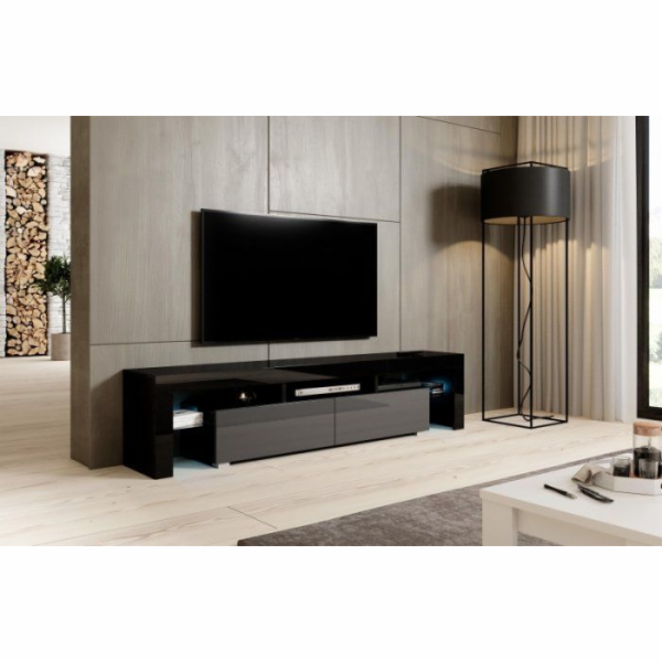 Cama TV stolek TORO 200 černá/šedá lesk