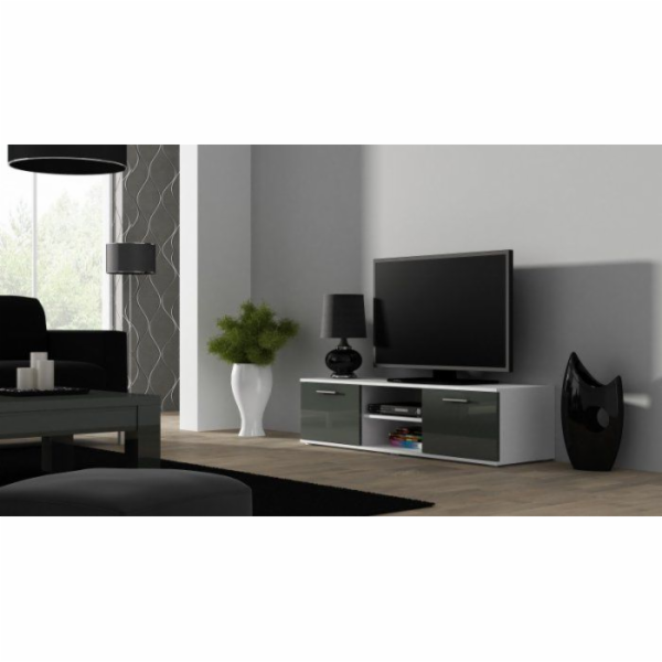 Cama TV stolek SOHO 140 bílá/šedá lesk