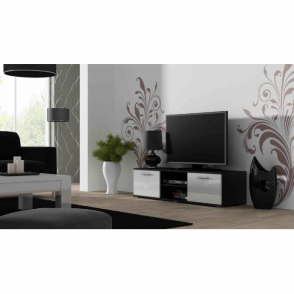 Cama TV stolek SOHO 140 černo/bílý lesk