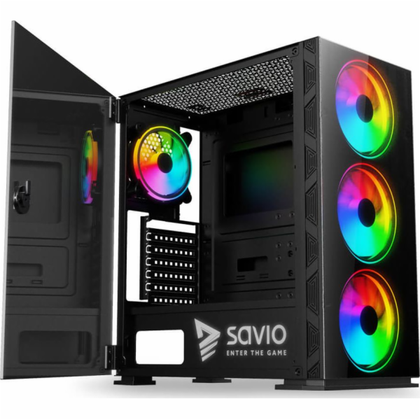 SAVIO PC skříně Prime X1 ARGB Glass Černá