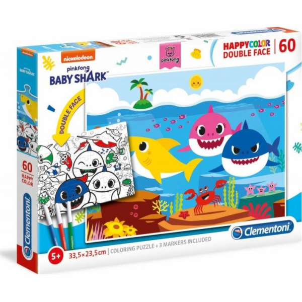 Clementoni Puzzle 60 HappyColor Double Face Baby Shark