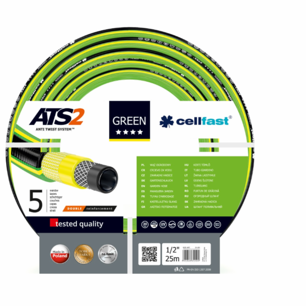 CELLFAST 15-100 zahradní hadice 25 m Černá, Zelená, Žlutá