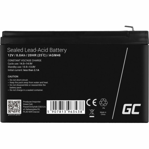 Green Cell AGM46 akumulátor Olověná (VRLA) 8000 mAh 12 V