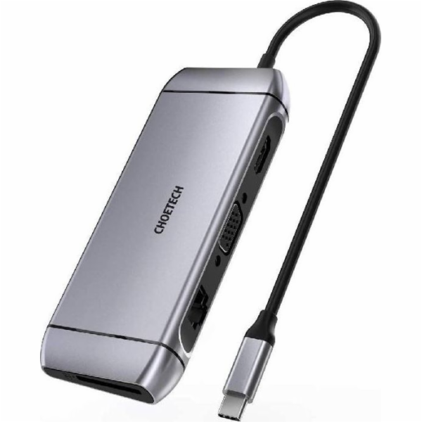 HUB-M15 Gray USB-C 9w1 4K 100W Power Delivery LAN 3xUSB 3...