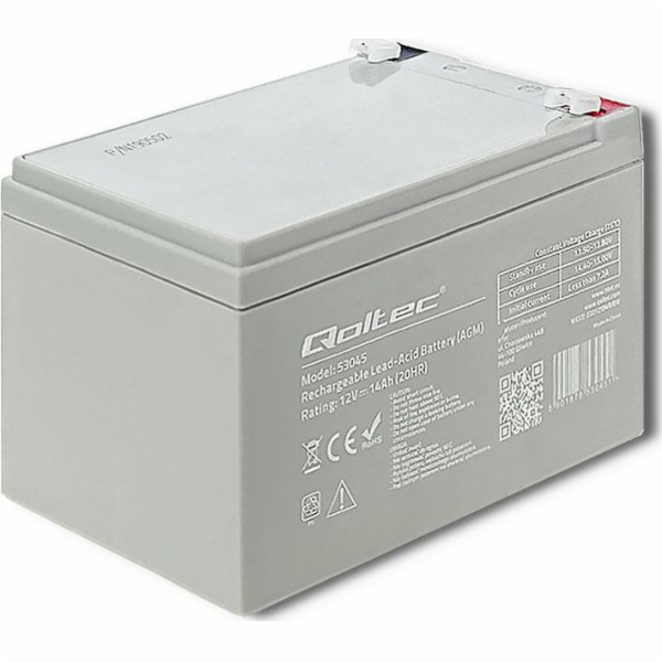 Baterie Qoltec 53045 AGM | 12V | 14Ah