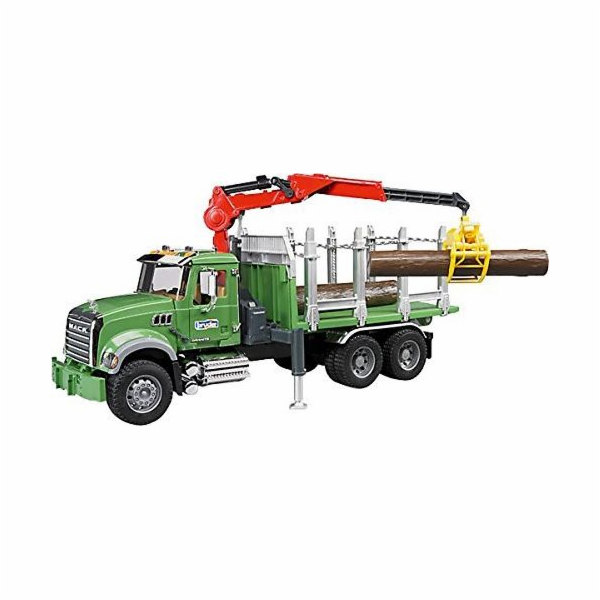 Nákladní auto MACK Granit s přívěsným jeřábem a kládami