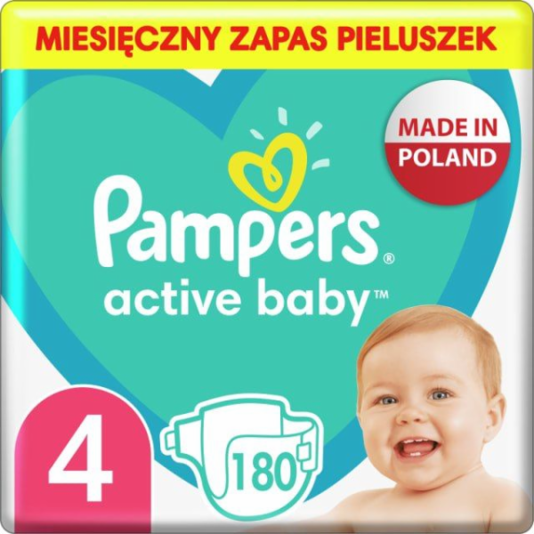 Pampers Active Baby Plenky Velikost 4, 9 kg-14 kg, 180 ks
