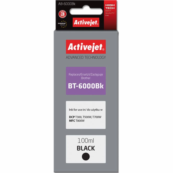 Activejet AB-6000Bk ink (replacement for Brother BT-6000B...