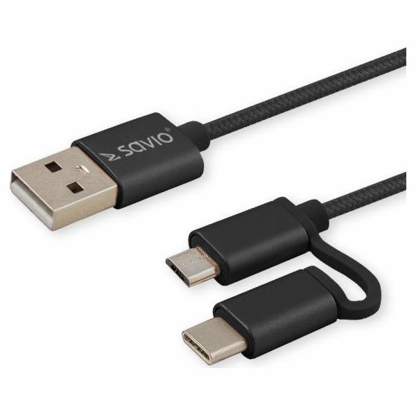 Savio CL-128 USB kabel USB 2.0 1 m USB A USB C/Micro-USB ...