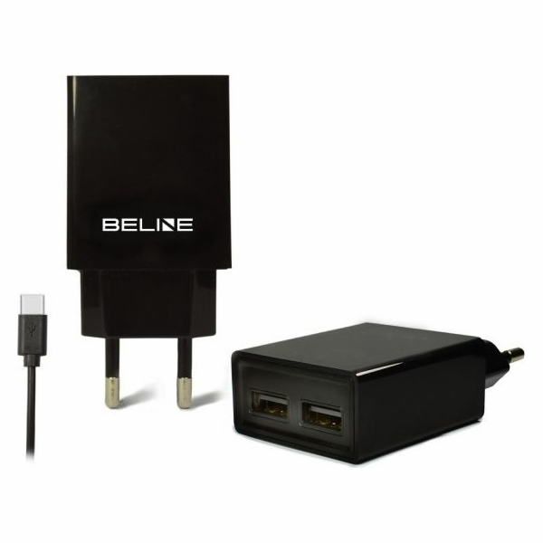 Beline 2xusB + USB-C 2A Black/Black Charger (Beli0010)