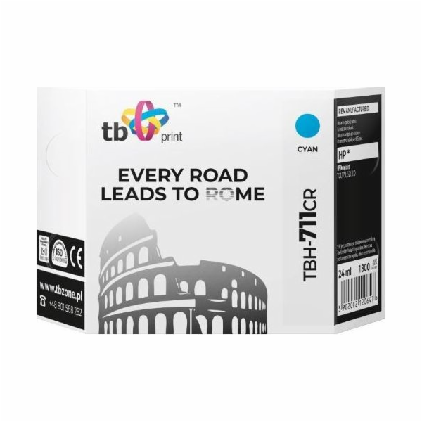 Ink. kazeta TB kompat. s HP TBH-711CR CY