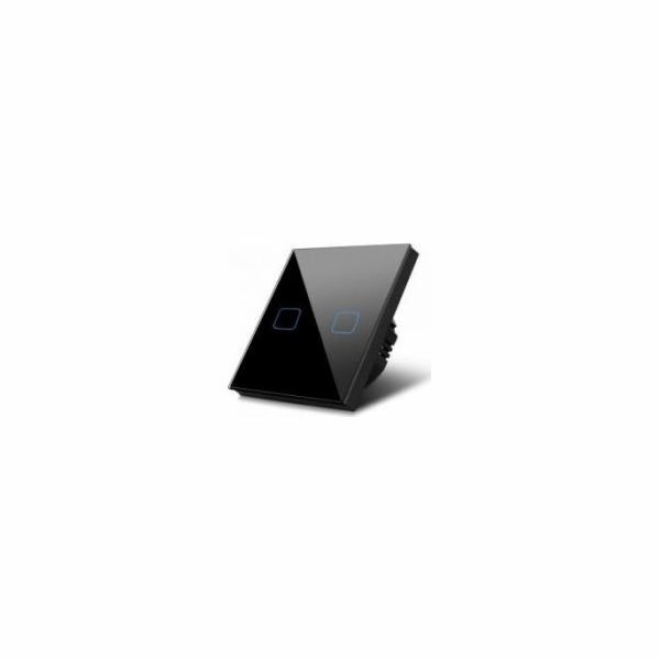 Touch light switch double glass black with square button ...