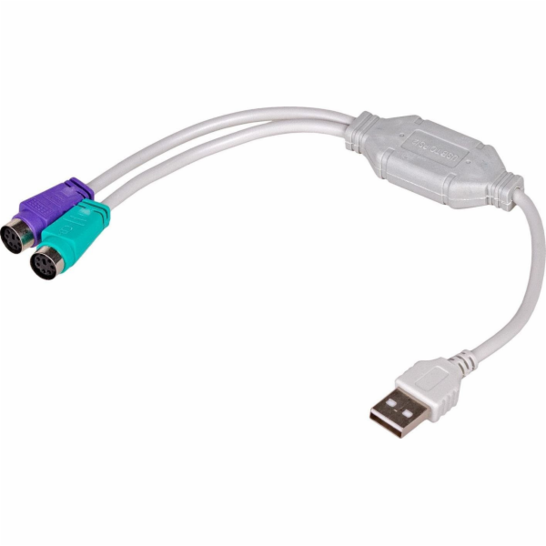 Akyga AK-AD-15 PS/2 cable 0.25 m 2x 6-p Mini-DIN USB A White