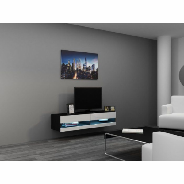 Cama TV stolek VIGO NEW 30/140/40 černá/bílá lesk