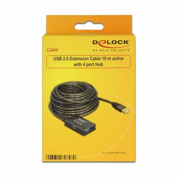 Delock USB 2.0 Extension Cable 10 m active with 4 port Hu...