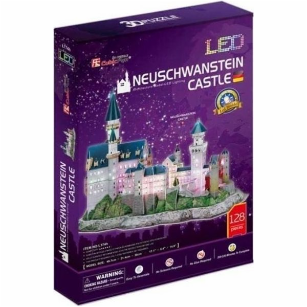 CubicFun - Puzzle 3D Zámek Neuschwanstein s LED světlem -...