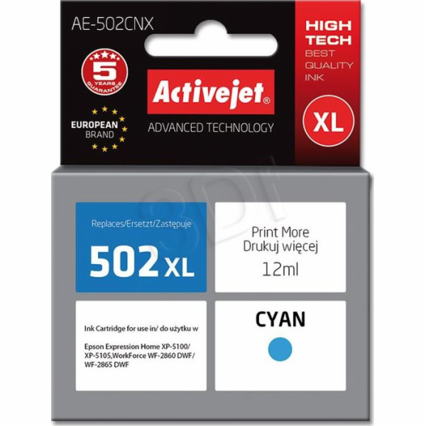 Activejet Inkoust AE-502CNX (náhradní inkoust Epson 502XL...