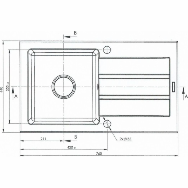 Sink MAIDSINKS Promo 76x44 1B 1D black