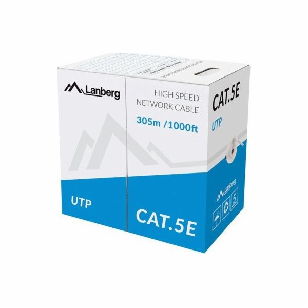 Instalace Lanberg UTP, kat.5e, CU drát, 305m, šedý (LCU5-...