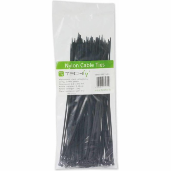 TECHLY 306370 Nylon cable ties 200 x 2.5mm 100pcs black