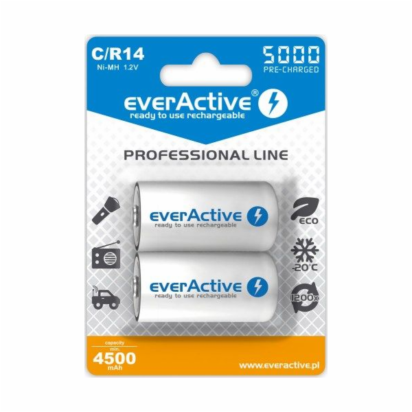Nabíjecí baterie everActive Ni-MH R14 C 5000 mAh Professi...