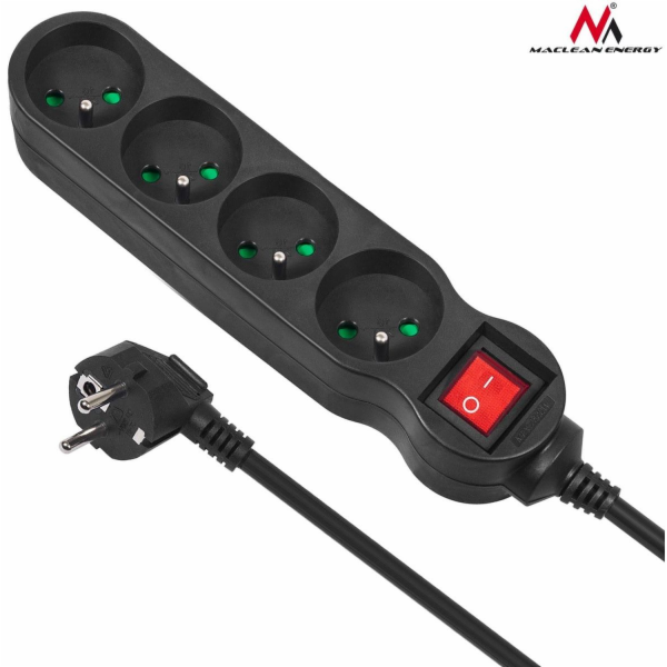 Maclean prodlužovací kabel 4 zásuvky 1,4 m černý (MCE180)