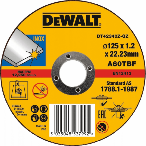 Dewalt kovový řezný kotouč 125x1,2x22,2mm 10 kusů Inox (D...