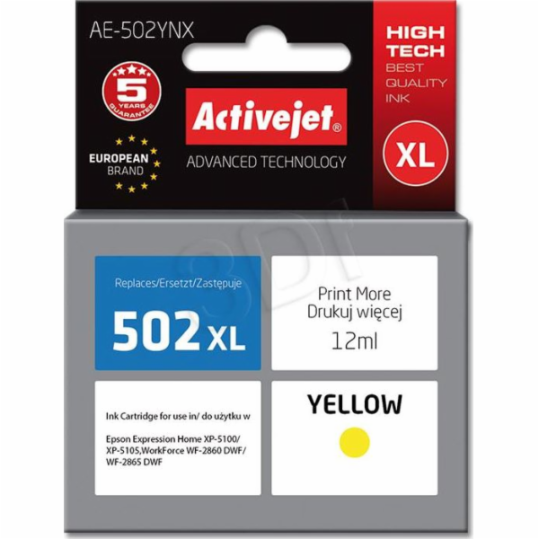 Activejet Inkoust AE-502YNX (náhradní inkoust Epson 502XL...