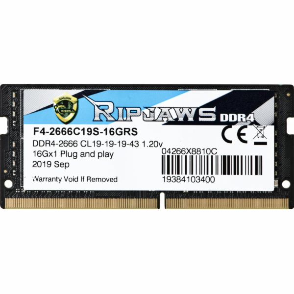 G.Skill Ripjaws F4-2666C19S-16GRS paměťový modul 16 GB 1 ...