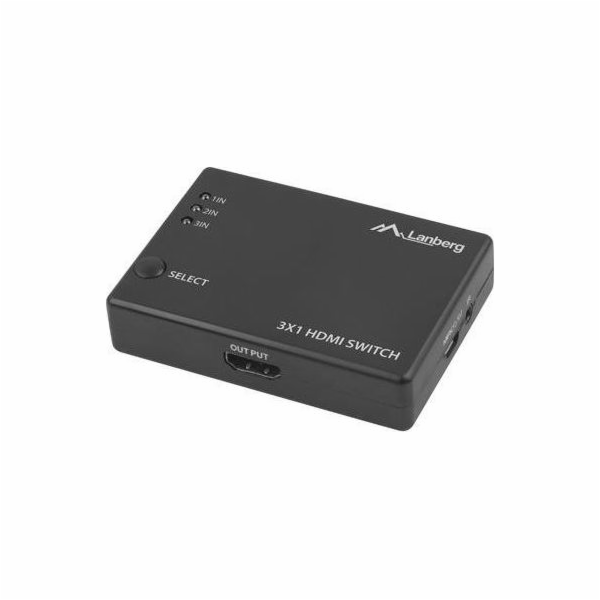 Lanberg SWITCH VIDEO LANBERG 3X HDMI BLACK + MICRO USB PO...