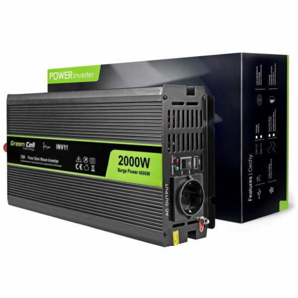 Auto měnič Green Cell 12V až 230V, 2000W / 4000W Čistá si...