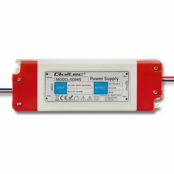 Qoltec LED spínaný zdroj IP20 | 60W | 12V | 5A