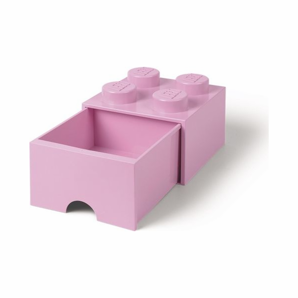 LEGO úložný box 4 s šuplíkem světle růžová