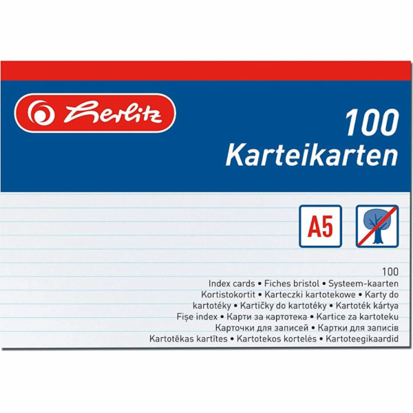 HERLITZ Papirové indexové kartičky A5 Herlitz 01150507