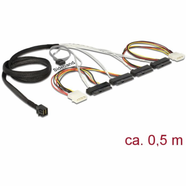 DeLOCK adaptérový kabel miniSAS HD SSF8643 > 4x SFF8482