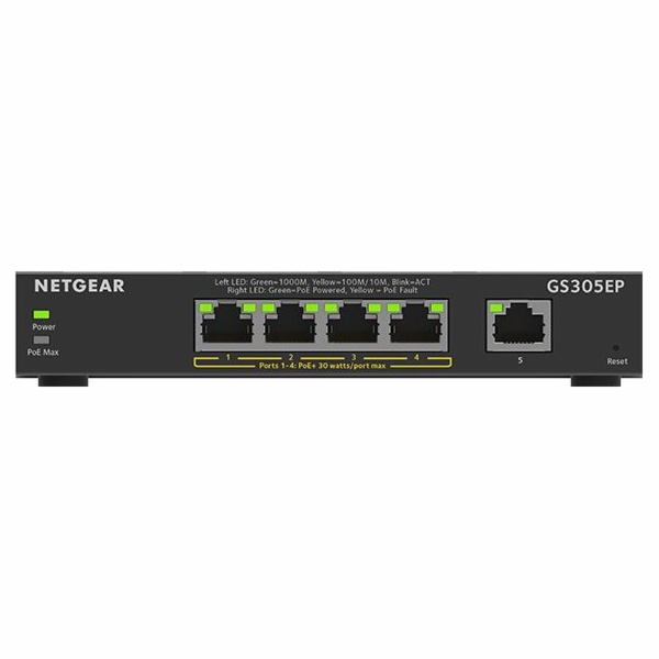 NETGEAR GS305EP Netgear 5PT GE PLUS SWCH W/ POE+