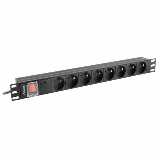 Lanberg PDU lišta napájecí 1U 16A 2m 8 gn. PDU-08E-0200-BK
