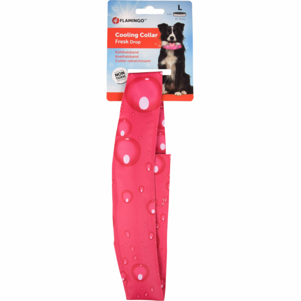 Flamingo Chladící obojek pro psy vzor kapky fuchsia L 49-...