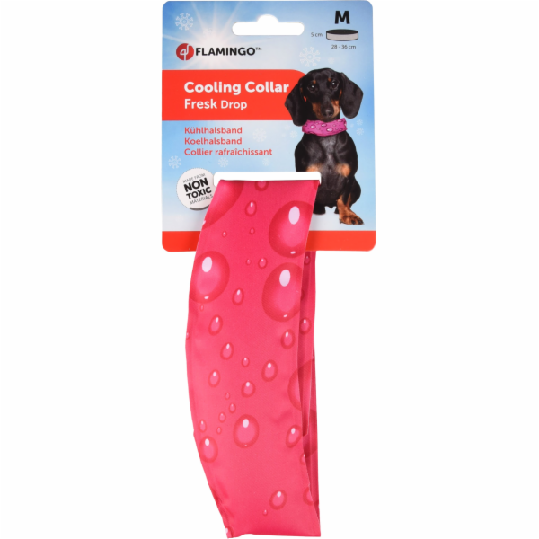Flamingo Chladící obojek pro psy vzor kapky fuchsia M 28-...