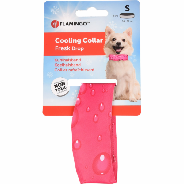 Flamingo Chladící obojek pro psy vzor kapky Fuchsia S 16-...